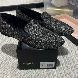 Birdies Women's Sparkling Black Loafers